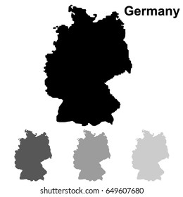 Germany Map Outline Isolated on White Background in Shades of Gray. Vector Illustration