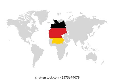 Germany map overlaid on a world map, symbolizing its global presence and significance
