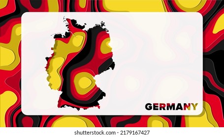 Germany Map with Paper Cut Waves Background Shape perfect for Greeting Card, Desktop Wallpaper, and Banner