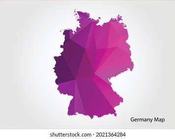 Germany Map pink Color on white background polygonal