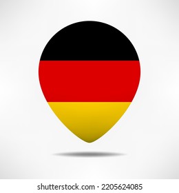  Germany map pointers flag with shadow. Pin flag