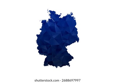 Mapa da Alemanha - Ilustração do vetor estilo polígono no gradiente azul escuro, baixo projeto geométrico poly, isolado no fundo branco para infográficos e educação.
