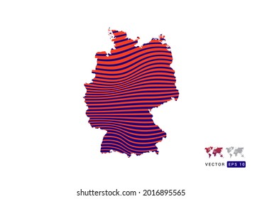 Germany map red and blue of abstract with dynamic waves vector.