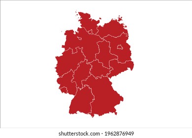Germany Map Red Color on White Backgound