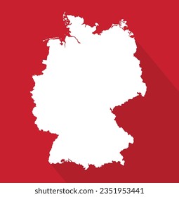 Germany map in red color with shadow 