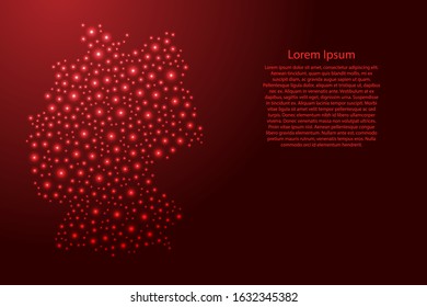 Germany map from red and glowing space stars abstract concept geometric shape. Vector illustration.