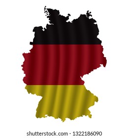 Germany map with rippled flag on white illustration. White background. Vector illustration eps10.