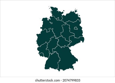 Germany map Sacramento green Color on White Backgound