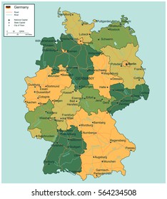 Germany map with selectable territories. Vector 