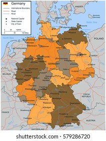 Germany map with selectable territories. Vector