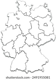 GERMANY MAP OF GERMANY WITH ITS STATES AND DIVISIONS WITH FLAG
