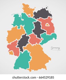 Germany Map with states and modern round shapes