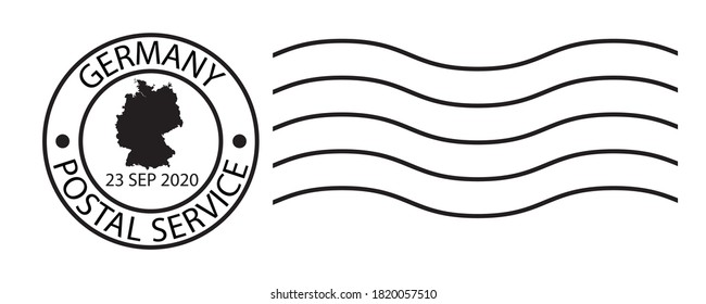 Germany map symbol black color on post ink stamp.