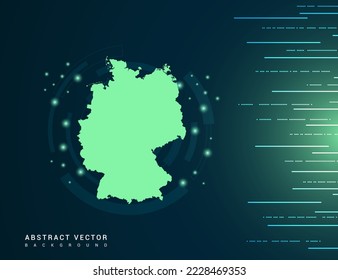 Mapa alemán del vector de fondo verde futurista tecnológico.