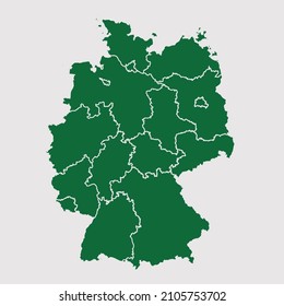 Germany map vector, Abstract design vector illustration Eps 10. Green color palette color. High Detailed on white background.
