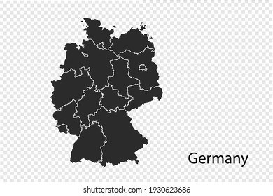 Germany map vector, black color. isolated on transparent background