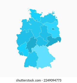 Germany map vector. Colored political map. Administrative division, regions.