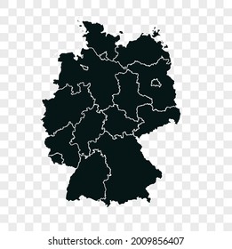 Germany map vector. dark color. isolated on transparent background.