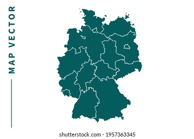 Germany map vector. green color on white background.