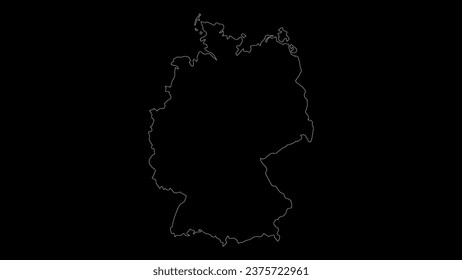 Mapa de ilustraciones vectoriales de Alemania. Dibujo con una línea blanca sobre un fondo negro.