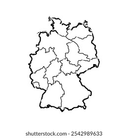 Alemanha mapa vetor ilustração, esboço rabisco República da Alemanha mapa, Alemanha mapa silhueta