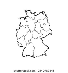 Alemanha mapa vetor ilustração, esboço rabisco República da Alemanha mapa, Alemanha mapa silhueta