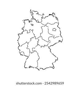 Alemanha mapa vetor ilustração, esboço rabisco República da Alemanha mapa, Alemanha mapa silhueta