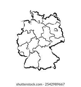 Alemanha mapa vetor ilustração, esboço rabisco República da Alemanha mapa, Alemanha mapa silhueta