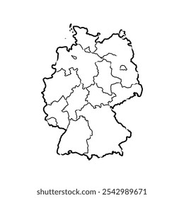 Alemanha mapa vetor ilustração, esboço rabisco República da Alemanha mapa, Alemanha mapa silhueta