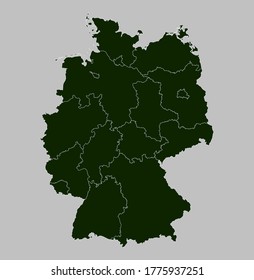 Germany map vector, isolated Green color on gray background