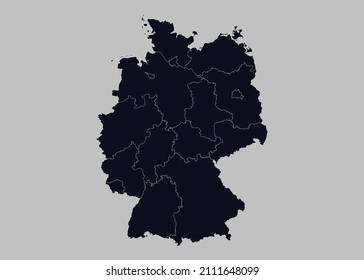 Germany map vector, Isolated on gray background