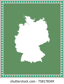 Germany map vector outline illustration in green background with creative frame design