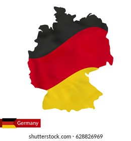 Germany map with waving flag of Germany. Vector illustration.