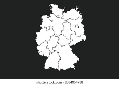 Deutschland Karte Weiße Farbe auf schwarzem Hintergrund