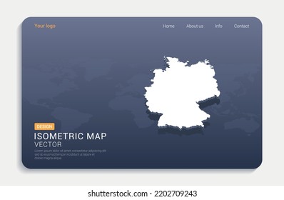 Germany map white on blue background with isometric vector.