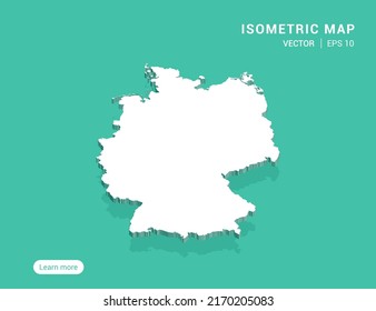Alemania mapea blanco sobre fondo verde con 3d ilustración vectorial isométrica.