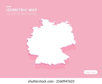 Alemania mapea el blanco sobre el fondo rosado con 3d ilustración vectorial isométrica.