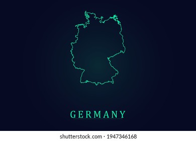 Germany Map - World Map International vector template with thin green outline or outline graphic sketch style and green color isolated on dark background - Vector illustration eps 10