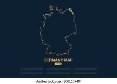 Deutschland Karte - Weltkarte Internationale Vektorgrafik-Vorlage mit dünner goldfarbener Skizze einzeln auf dunklem Hintergrund für Kartendesign, Poster, Banner - Vektorgrafik eps10