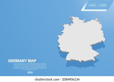 Germany Map - World map International vector template with isometric style including shadow, white color on blue background for design, website, infographic - Vector illustration eps 10