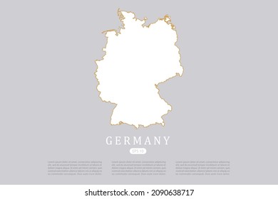 Germany Map - World Map International vector template with white color and thin gold outline graphic sketch style isolated on grey background for design - Vector illustration eps 10