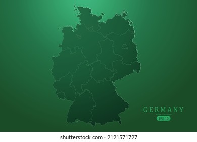 Deutschland Karte - Weltkarte Internationale Vektorvorlage mit hoher detaillierter und grüner Farbverlauf-Farbe einzeln auf grünem Hintergrund für Design, Infografik - Vektorgrafik eps10