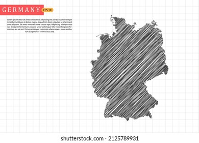 Germany Map - World Map International vector template with black outline graphic sketch and old school style isolated on white grid background - Vector illustration eps 10