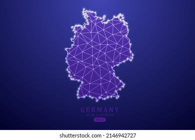 Germany Map - World Map International vector template with purple mash line, point scales, and polygon style isolated on purple technology background - Vector illustration eps 10
