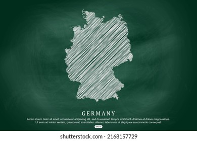 Mapa de Alemania - Mapa Mundial Planilla vectorial internacional con esbozo blanco de esbozo gráfico y estilo escolar antiguo aislado en fondo de cartón verde - Ilustración vectorial 10