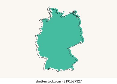 Mapa de Alemania - Mapa mundial Planilla vectorial internacional con formas geométricas negras y verdes y estilo de líneas aisladas en fondo blanco para diseño, infografía - Ilustración vectorial eps 10