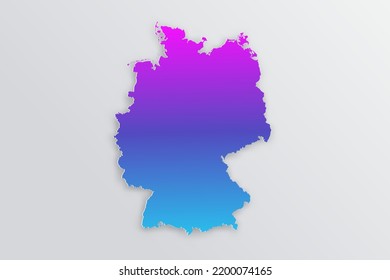 Mapa de Alemania - Mapa mundial Mapa internacional de vectores con 3D, estilo de papel que incluye sombra y azul gradiente, color púrpura sobre fondo gris para el diseño, infografía - Ilustración vectorial eps 10