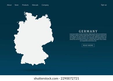 Germany Map - World map international vector template with 3d white color on dark blue and green gradient color background for website template design, infographic - Vector illustration eps 10