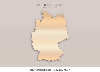 Mapa de Alemania - Mapa mundial Planilla vectorial internacional con 3D, diseño de lujo dorado incluyendo sombra sobre fondo brillante para diseño, educación, sitio web, infografía - Ilustración vectorial eps 10