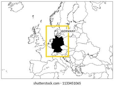 Germany map yellow frame geography national 